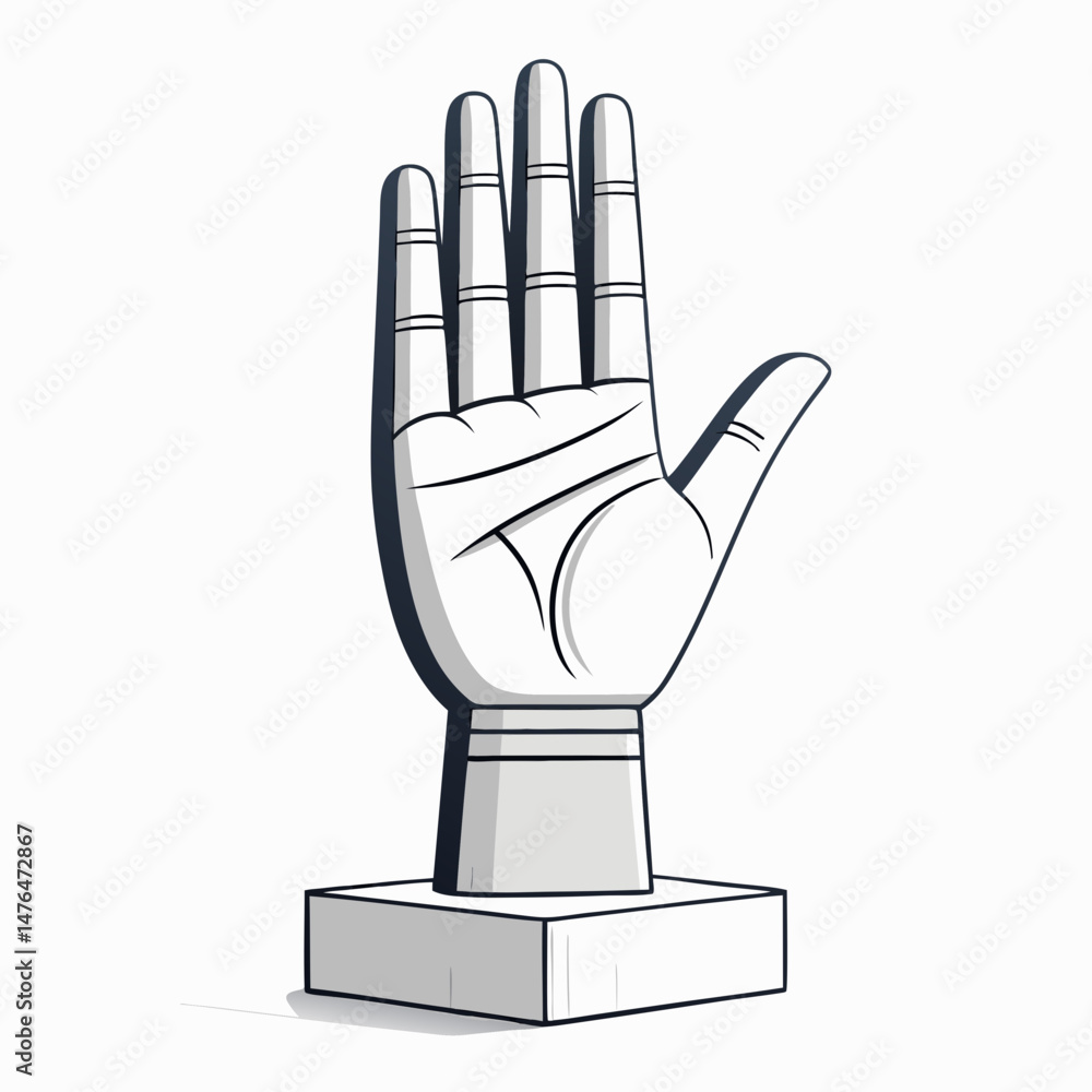 Poster create a bold, minimalist vector illustration of a sculpture, featuring clean lines and strong, impa