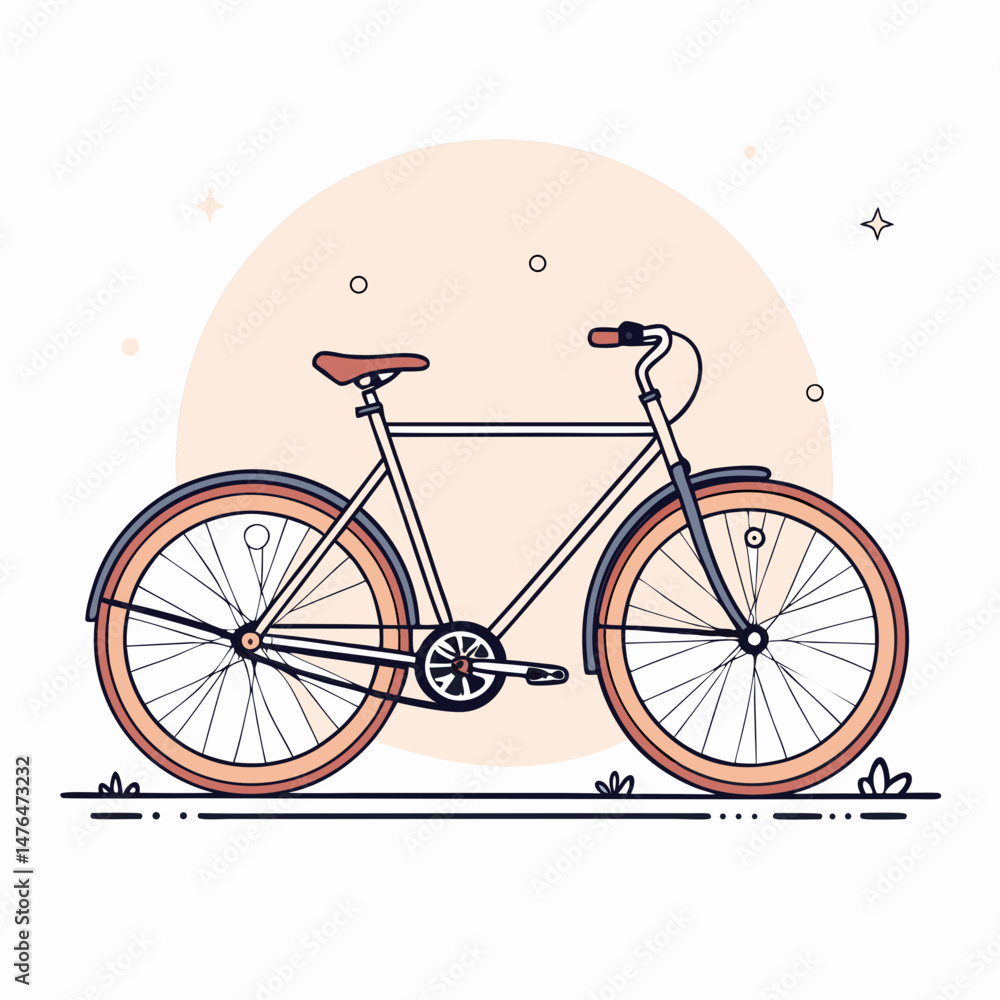 Aufkleber create a vector illustration of a bold, single-line bicycle silhouette with a strong, impactful stro