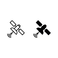satellite icon set color editable on white background