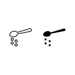 spoon with sugar icon set color editable on white background