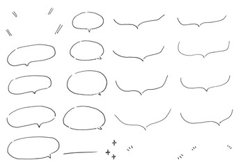 ペンで書いた吹き出しセット　手書き　万年筆　文字なし