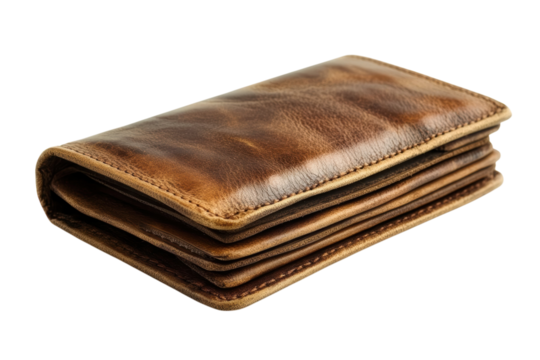 A brown leather wallet close
