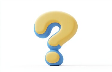 A bright yellow and light blue question mark