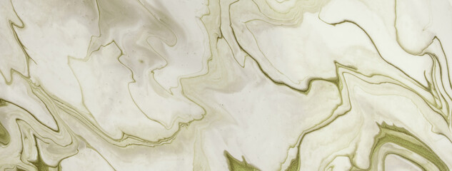 Abstract fluid art background light green and beige colors. Liquid marble. Acrylic painting