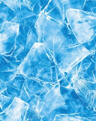 Obraz premium Abstract close up of cracked ice pieces in bright blue and white tones creating a cool wintery background texture