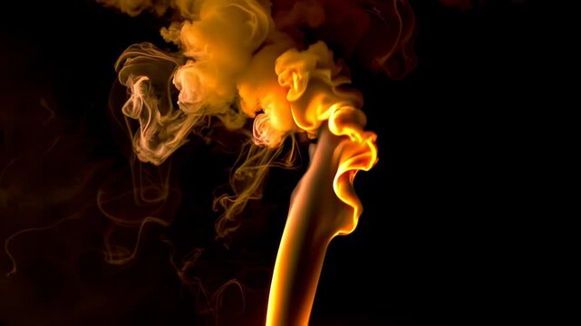 Rising Golden Smoke Abstract Background Texture on Black Slow Motion