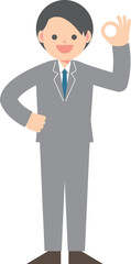 OKマークをするスーツ男性