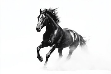 Horse is running white background