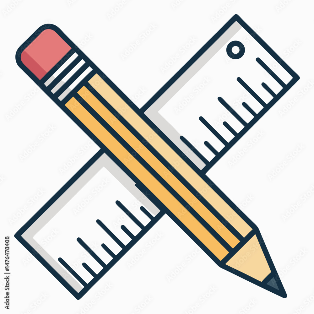 Poster create a vector illustration of a bold-stroke pencil dramatically crossing a capital 'r', emphasizin