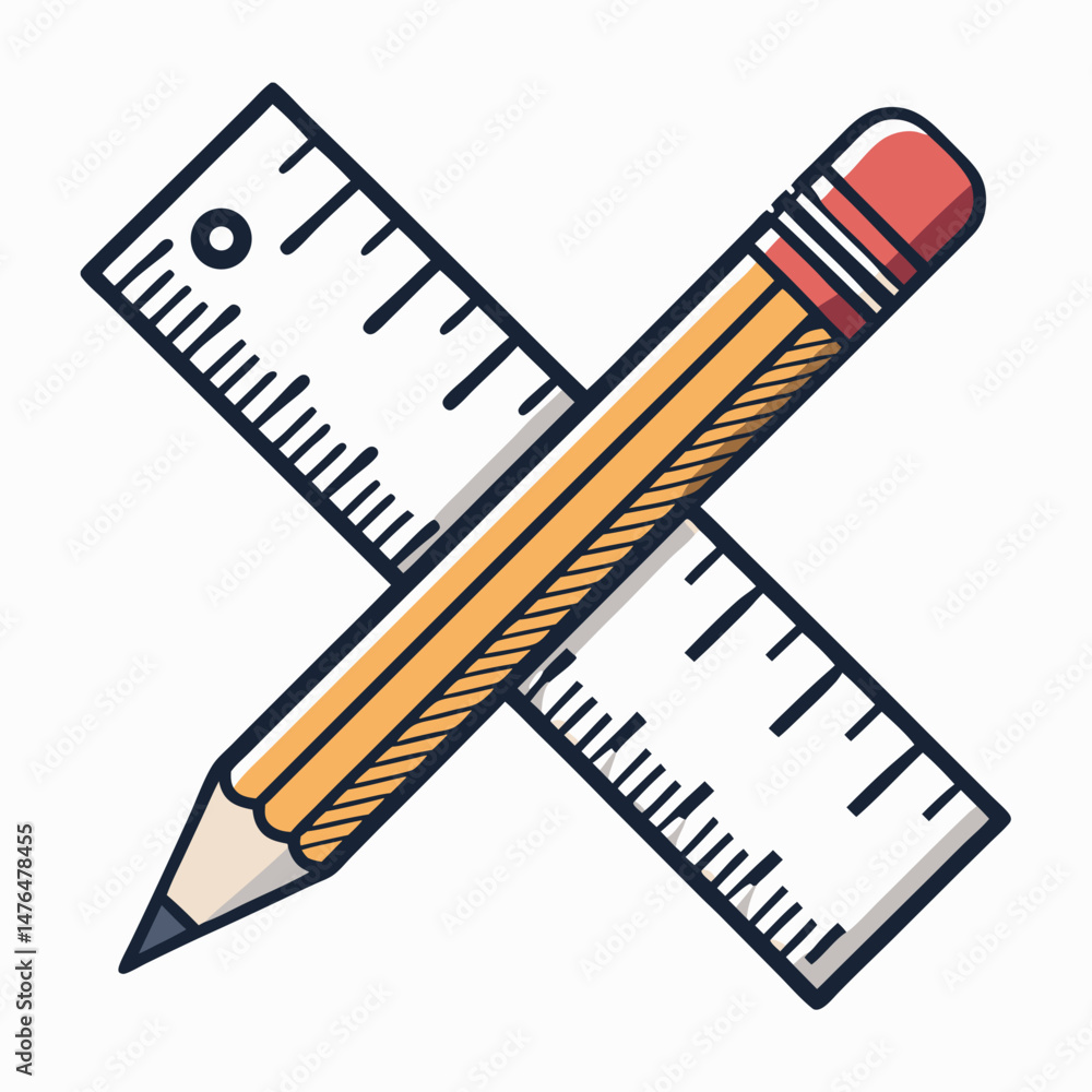 Poster create a vector illustration a bold, black stroke pencil dramatically crossing a lowercase 'r', emph