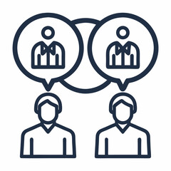 Create a vector icon depicting bold-stroked figures engaged in conversation, showcasing diverse body language and expressions.