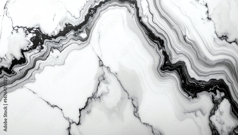 Poster abstract black and white marble texture with flowing patterns and smooth lines, creating a modern an