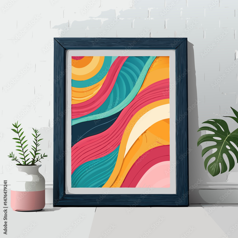 Aufkleber create a bold, vector illustration of a poster frame with a minimalist, geometric design. include st