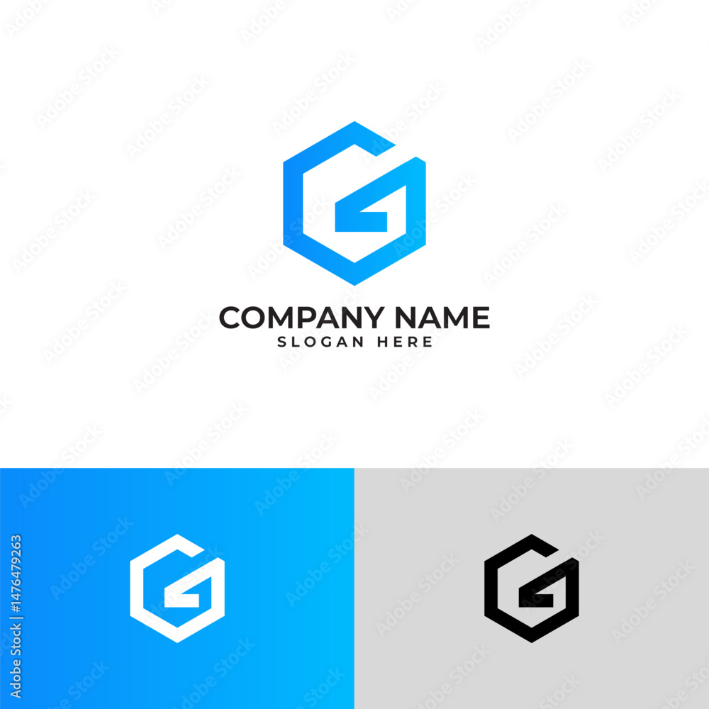 Poster modern and geometric letter g logo. features a bold, stylized 