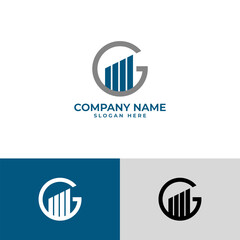 Modern financial and wealth management logo. Features three rising bars enclosed within a stylized letter 