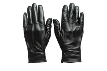 Two black leather gloves flat