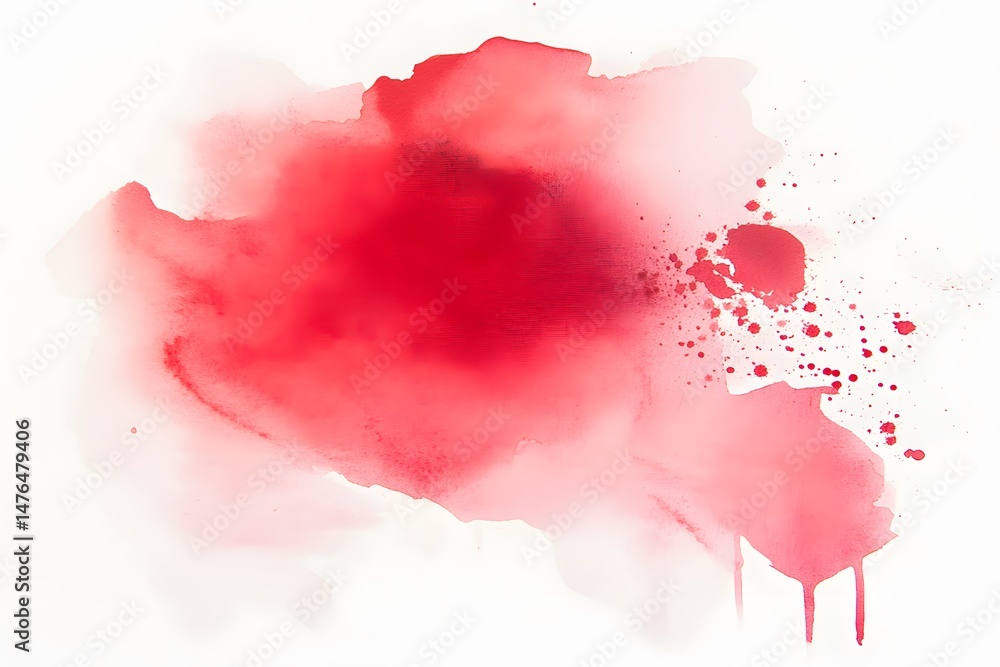 Aufkleber abstract red watercolor splatter and blob design on white background for creative artistic projects