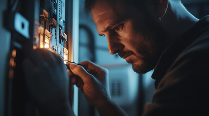 Technician Working on Electrical Panel