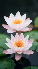 Two Water Lilies in Pond.