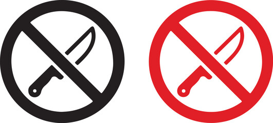 No Knife Weapon Forbidden Sign Icon Set