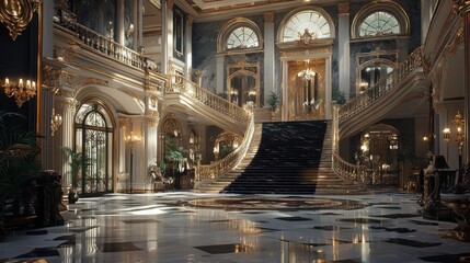 Grand opulent mansion foyer