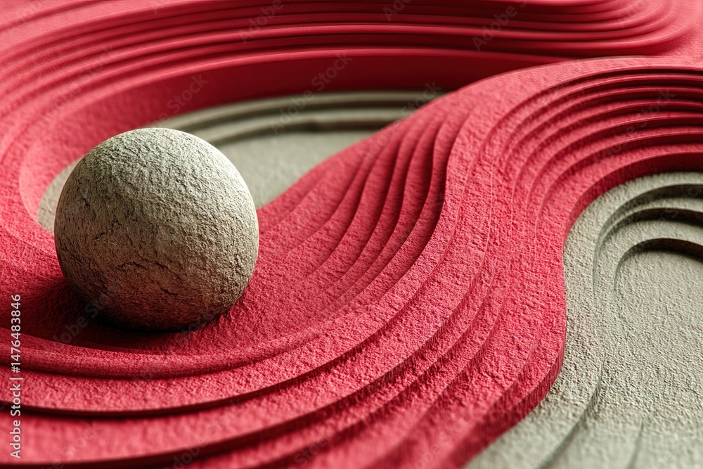 Poster minimalist abstract design with textured layers and smooth sphere integration