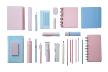 Pastel stationery flat lay