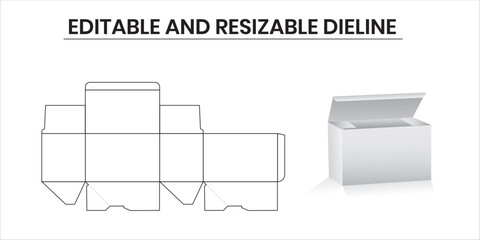 Editable Packaging Box Die-Cut Template with 3D Mockup – Print-Ready Cutting and Folding Guide