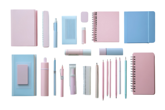 Pastel stationery flat lay - Powered by Adobe