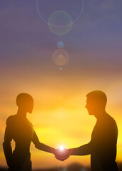 Human and Robot Shaking Hands in Unity