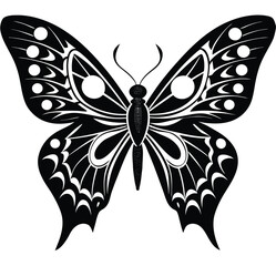 Black Tribal Butterfly Tattoo Design – Vector Silhouette Art