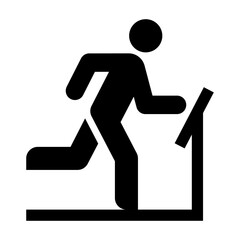 Person running on treadmill icon, gym workout sign, fitness symbol.