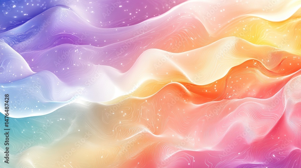 Poster abstract colorful wave background with sparkling particles