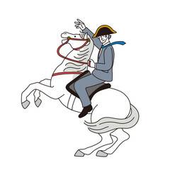 年賀状用素材　 2026年　午年　馬に乗るビジネスマンのイラスト
