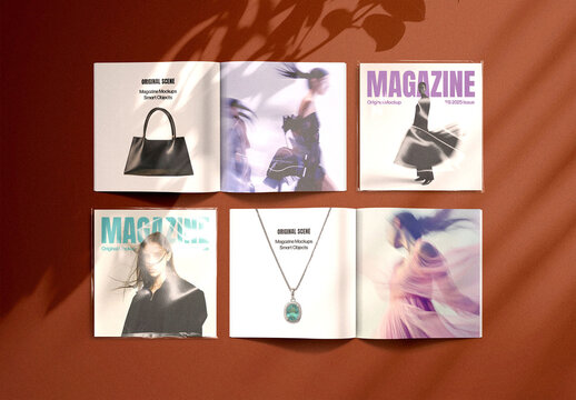 Square Magazine Pages Mockup