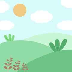 Obraz premium Minimal landscape with mountains and sun