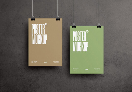 Clipped Posters Mockup