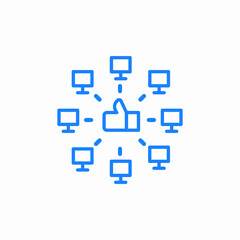 thumb up network computers good icon sign vector