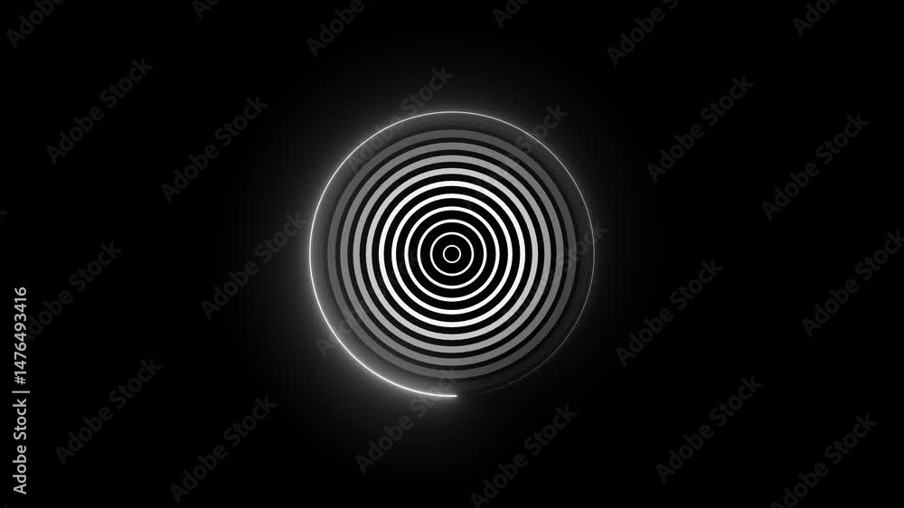 Poster abstract circle design with glowing outline on a dark background