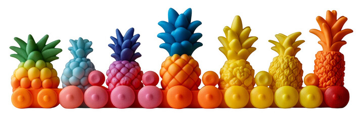 Fresh corn on the cob with red and yellow peppers arranged as a colorful healthy food group isolated on white background