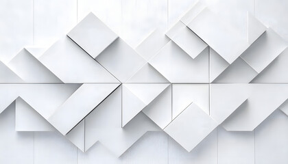 Abstract white background with texture pattern, layered geometric triangle shapes, white and grey glossy squares abstract tech banner design