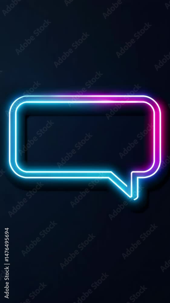 Poster vibrant neon chat bubbles transitioning in colorful communication animation