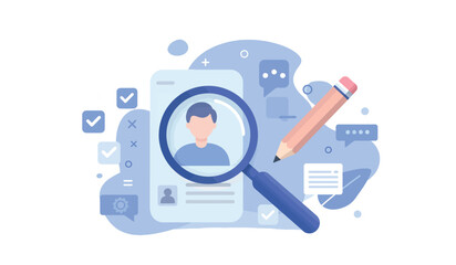 User profile research and analysis illustration for communication design