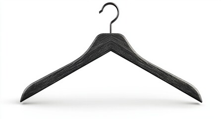 Black Speckled Wooden Clothes Hanger on White Background