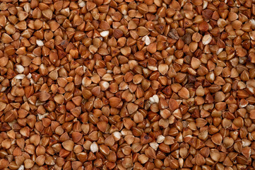 Tekstura kasza gryczana surowa brązowa makro
