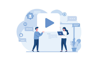 Video collaboration and planning concept with modern technology elements