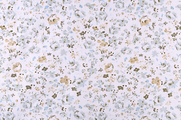 cotton white fabric with plant floral print in pastel colors