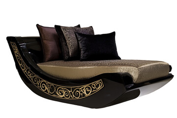 Luxurious curved chaise lounge with ornate details