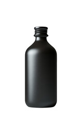A black bottle with a white cap
