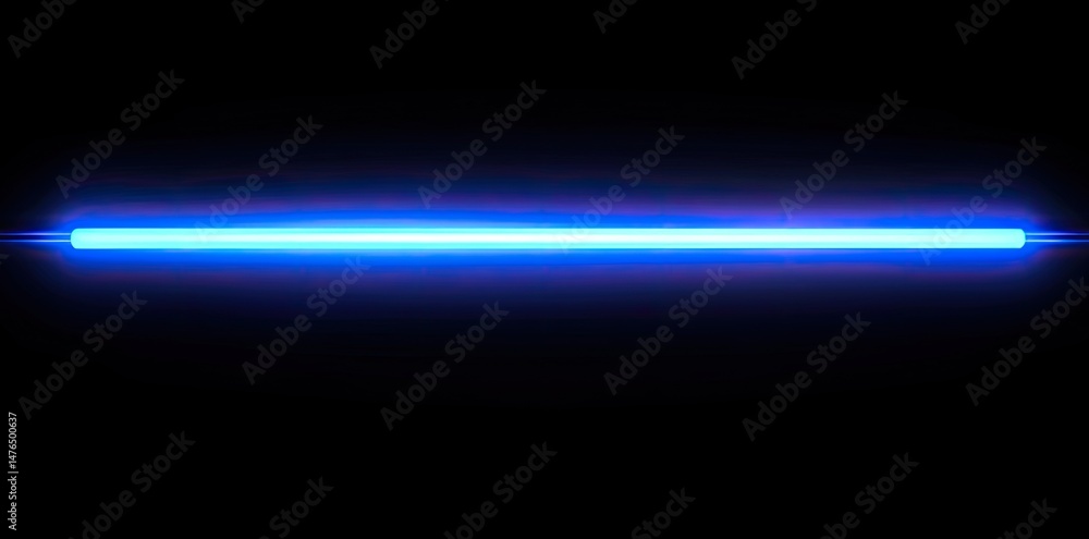 Poster a futuristic scene showcasing vibrant blue light beams converging towards a distant point. set again
